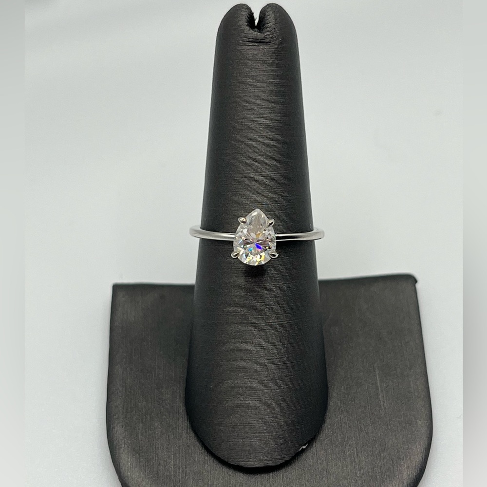Pear Solitaire Ring - image 1
